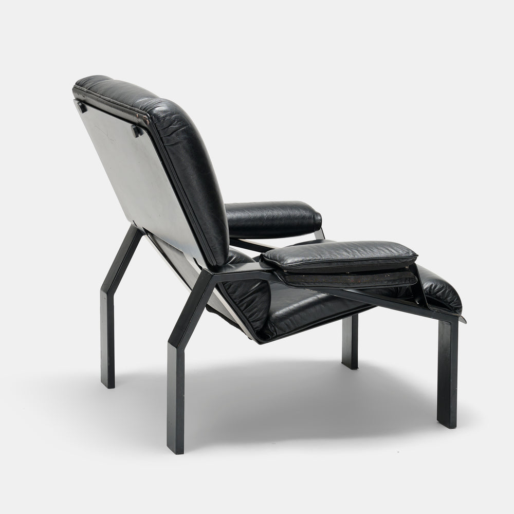 Joe Colombo “LEM” Black Leather Lounge Chair for Bieffeplast, Italy 1964