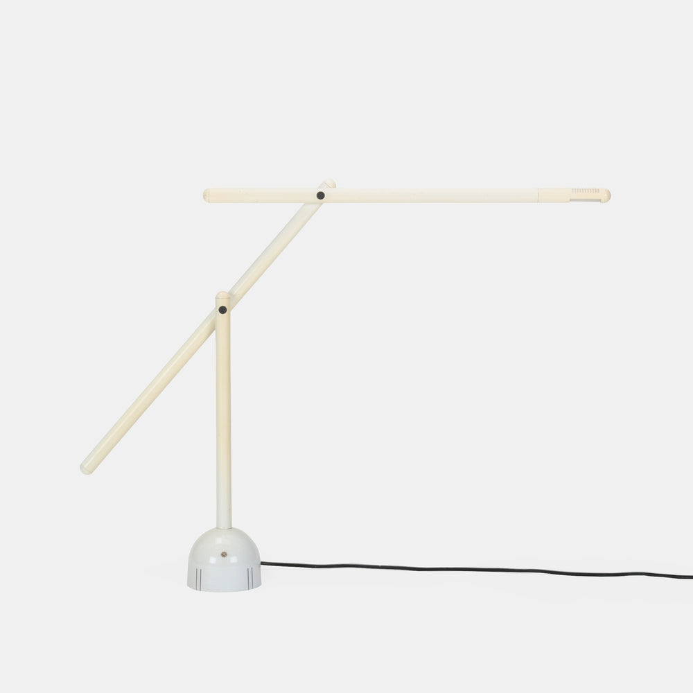 Mario Arnaboldi rare white “Mira” table lamp for Programaluce, Italy, 1984. Made for only one year.