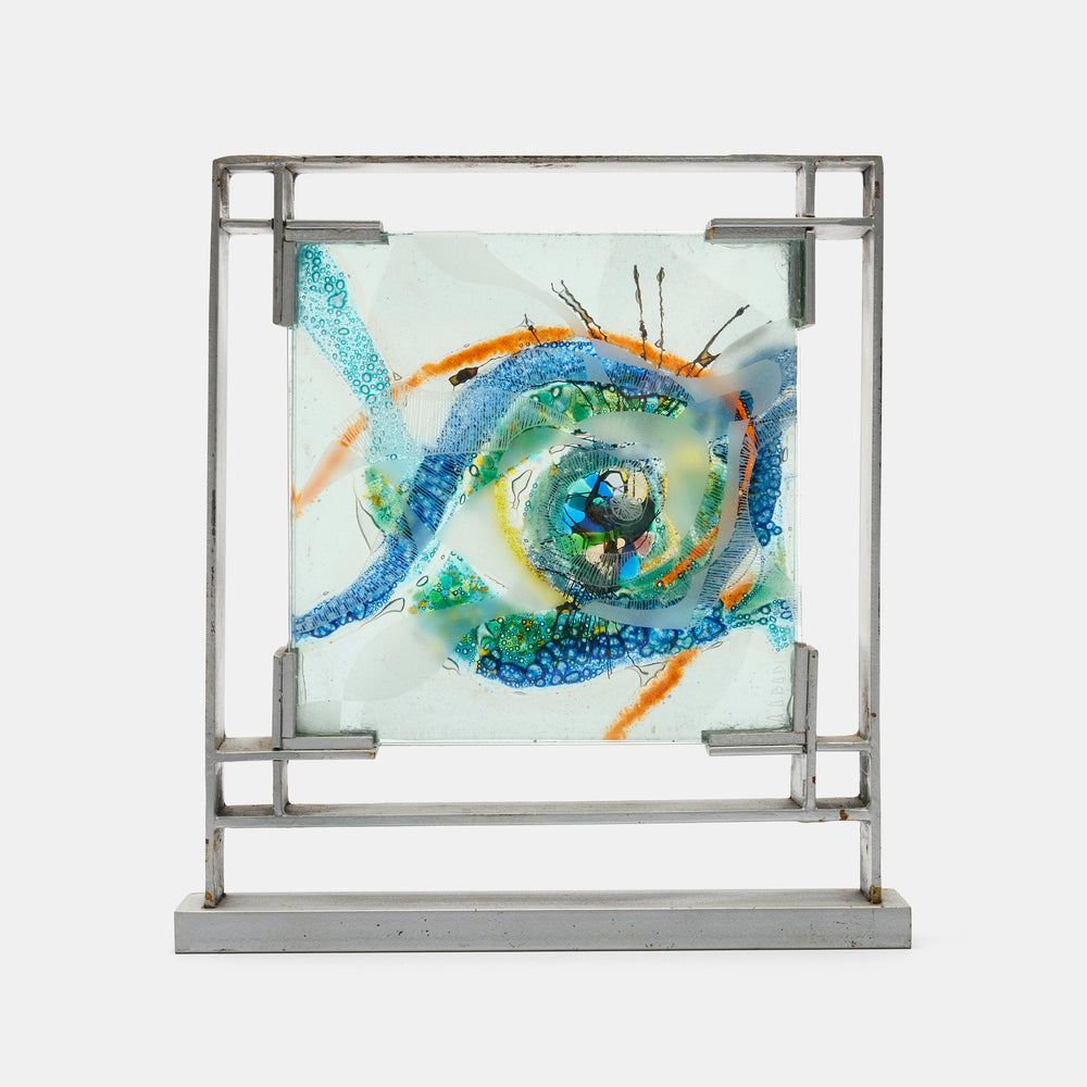 A. A. Badi Glass Piece in Metal Frame