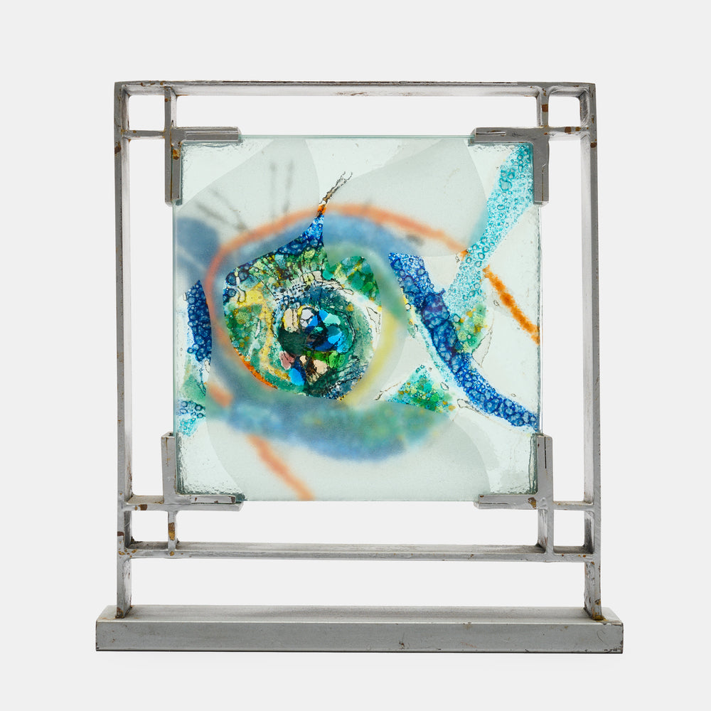 A. A. Badi Glass Piece in Metal Frame