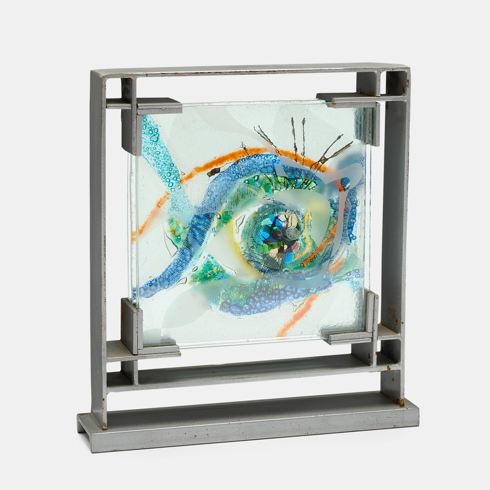 A. A. Badi Glass Piece in Metal Frame