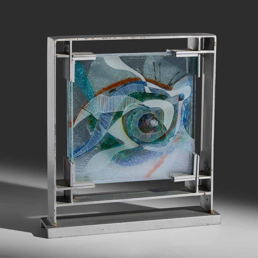 A. A. Badi Glass Piece in Metal Frame