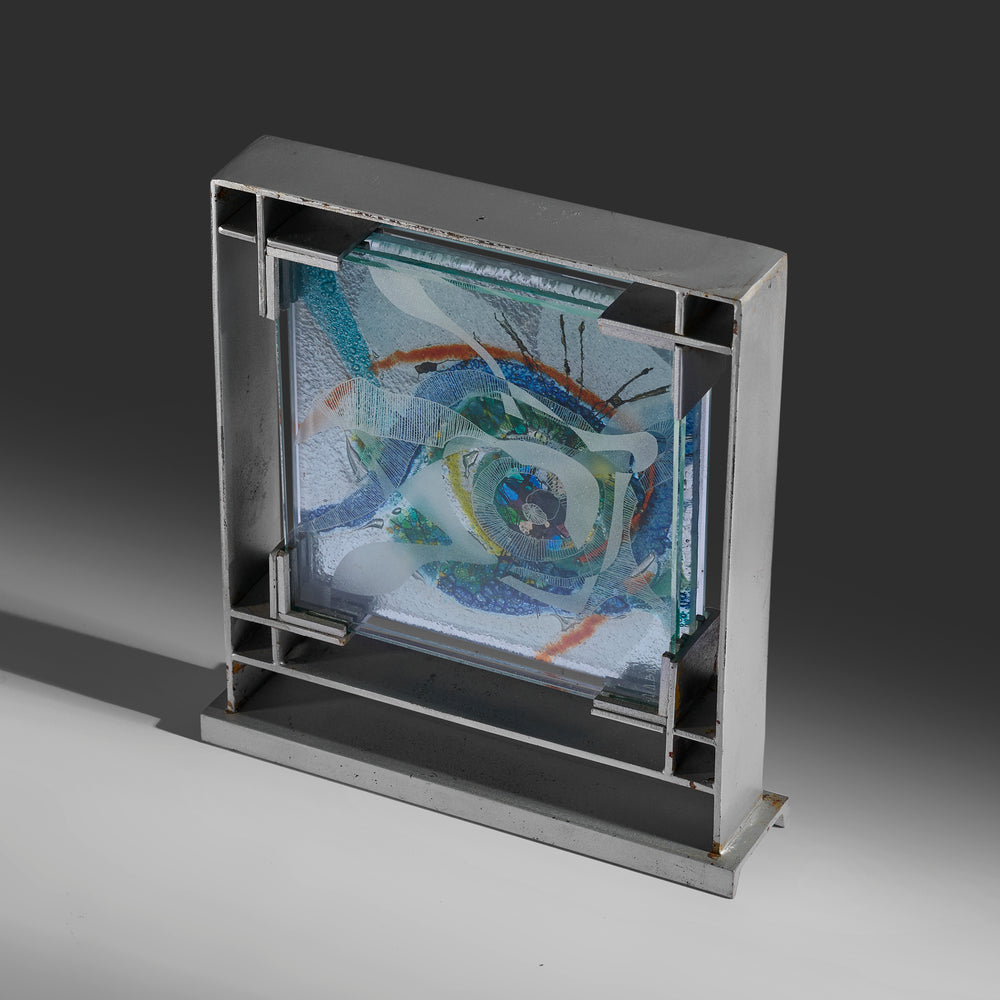 A. A. Badi Glass Piece in Metal Frame