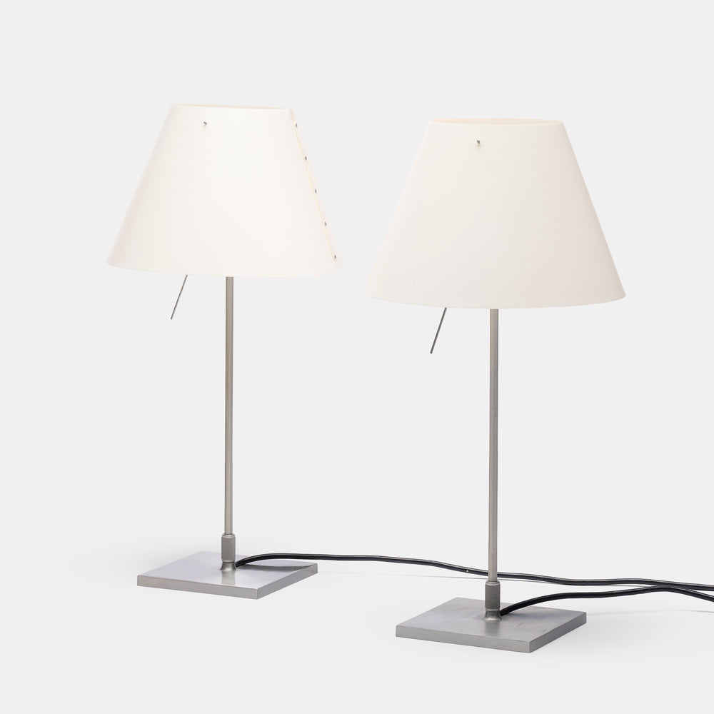 Pair of Paolo Rizzato Costanza table D13 Lamps for Luceplan Italy, 1986
