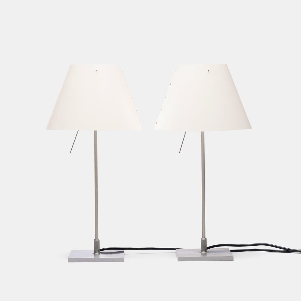 Pair of Paolo Rizzato Costanza table D13 Lamps for Luceplan Italy, 1986
