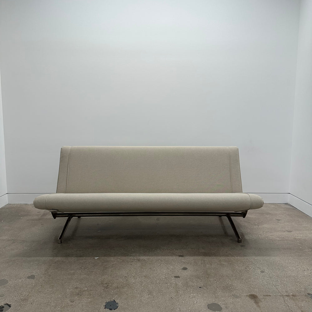 Osvaldo Borsani newly upholstered "D-70" sofa with rare chrome frame for Tecno, Italy, 1960s