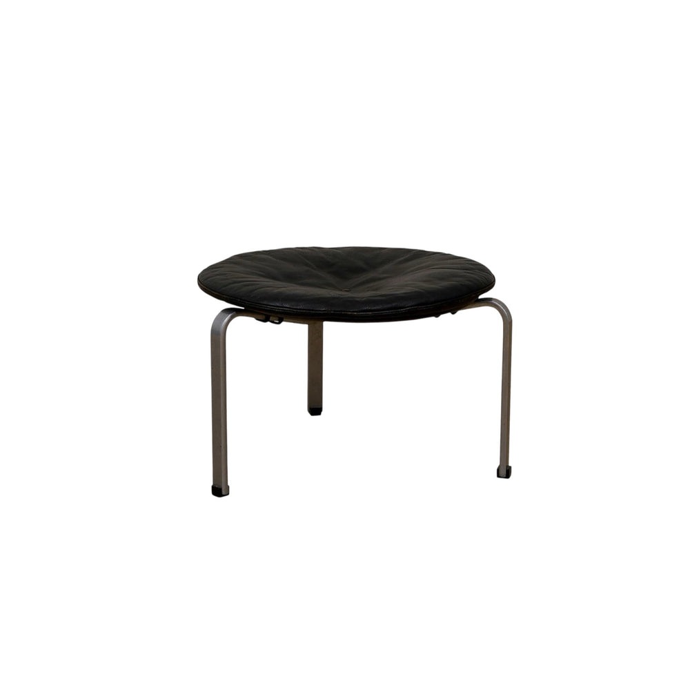 Poul Kjaerholm model "PK 33" black leather stool produced by E. Kold Christensen