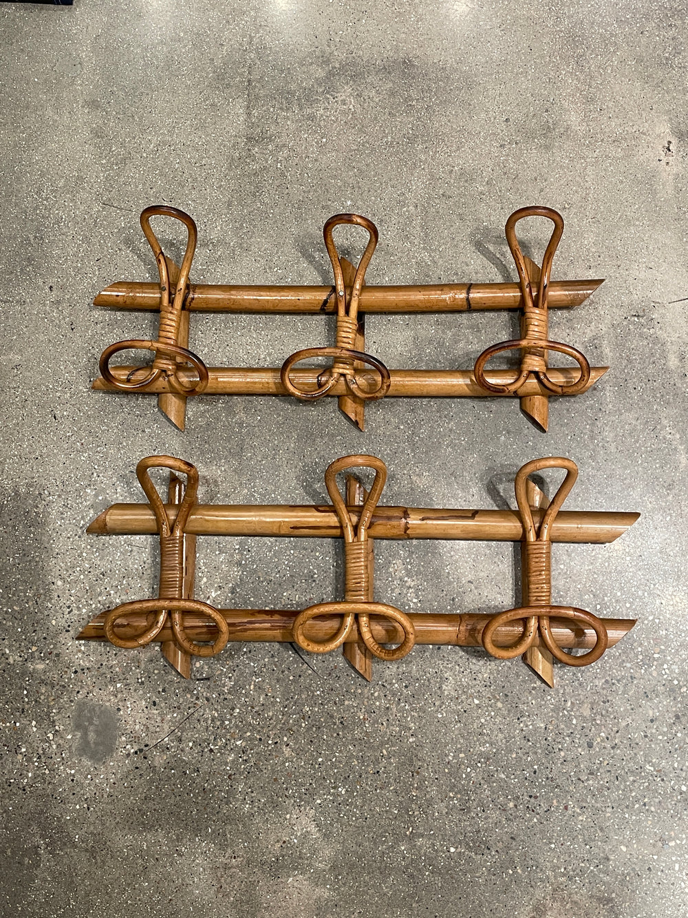 Midcentury Modern Rattan and Bamboo Coat Rack with Cane, Italy 1960s