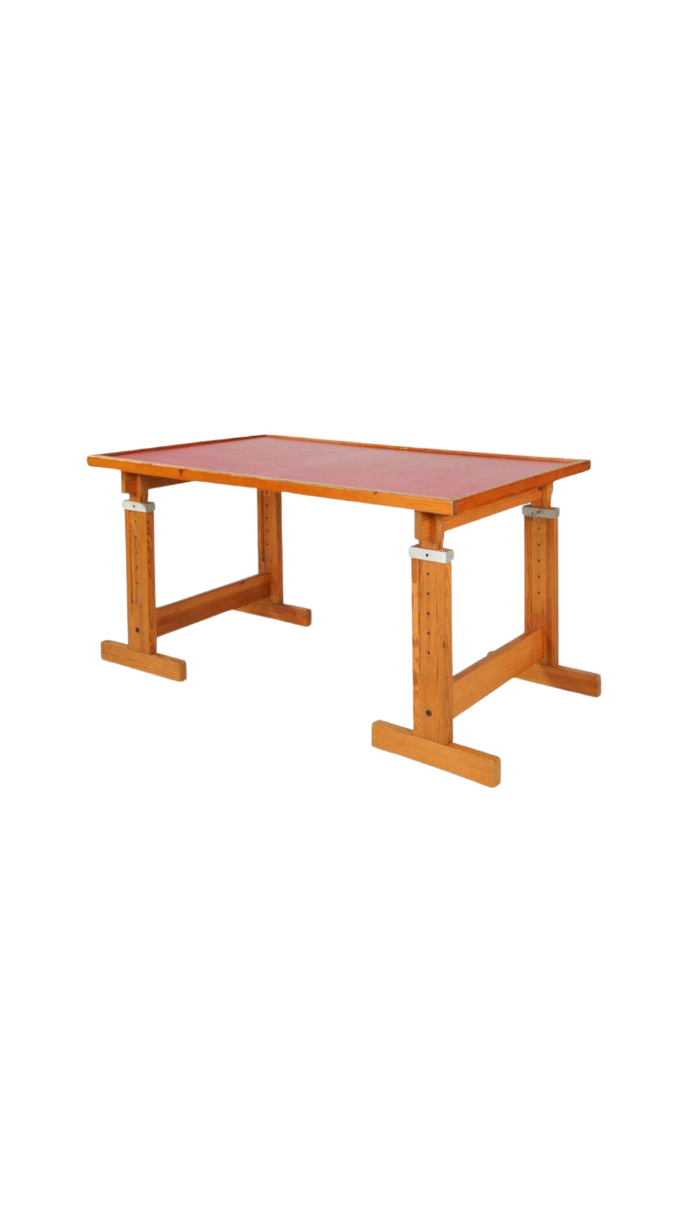 Ole Pira & Kurt Hafeli height adjustable solid pine and laminate work table desk for Laukaan, Puu, Finland, 1970s