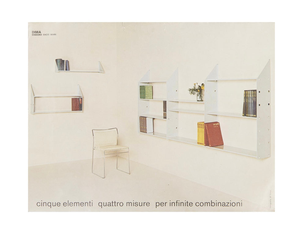 Enzo Mari "Dima” modular wall shelving unit for Simon International, Italy, 1970s. Only produced for a couple years.