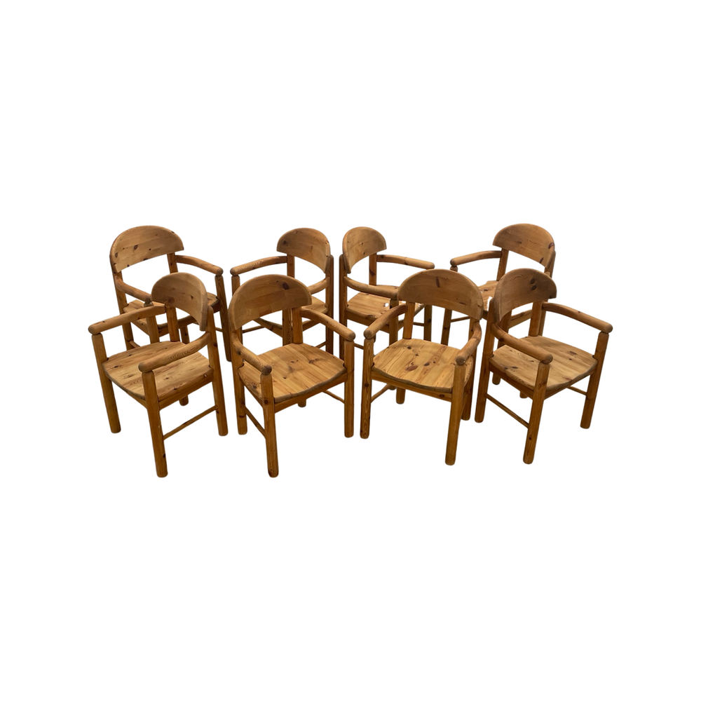 Rainer Daumiller rare set of eight dining armchairs for Hirtschals Sawmill, Denmark, 1970