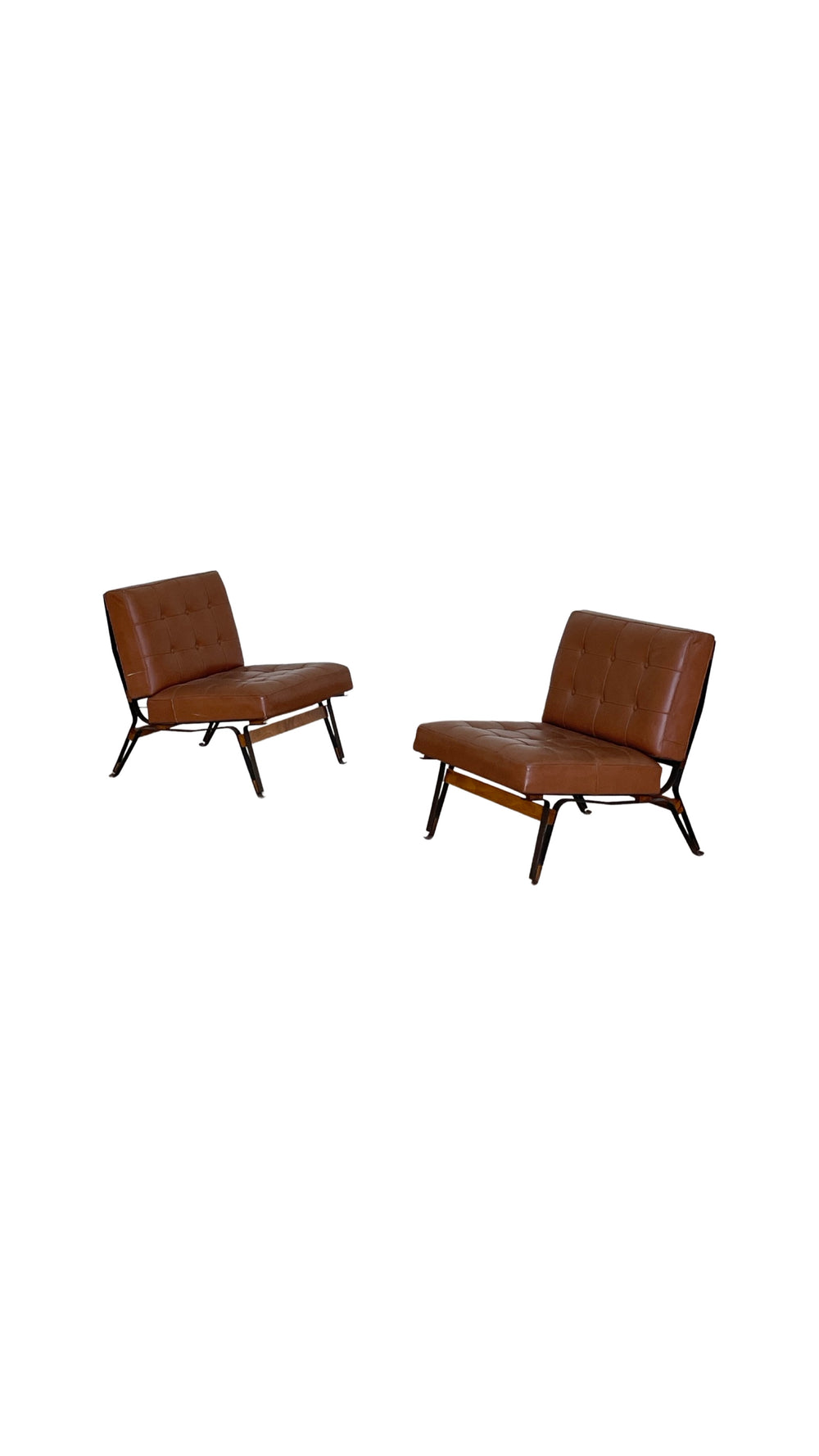 Ico Parisi model 856 rare pair of matched leather lounge chairs for Cassina, Italy, 1950s