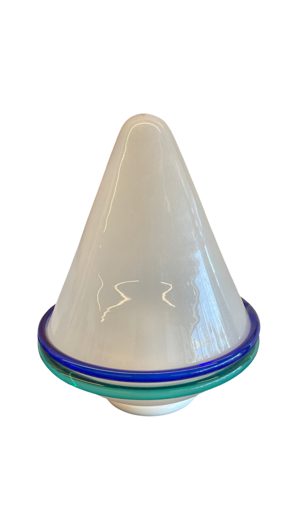 Italian Murano white, teal and blue cone table lamp, Italy, 1970s