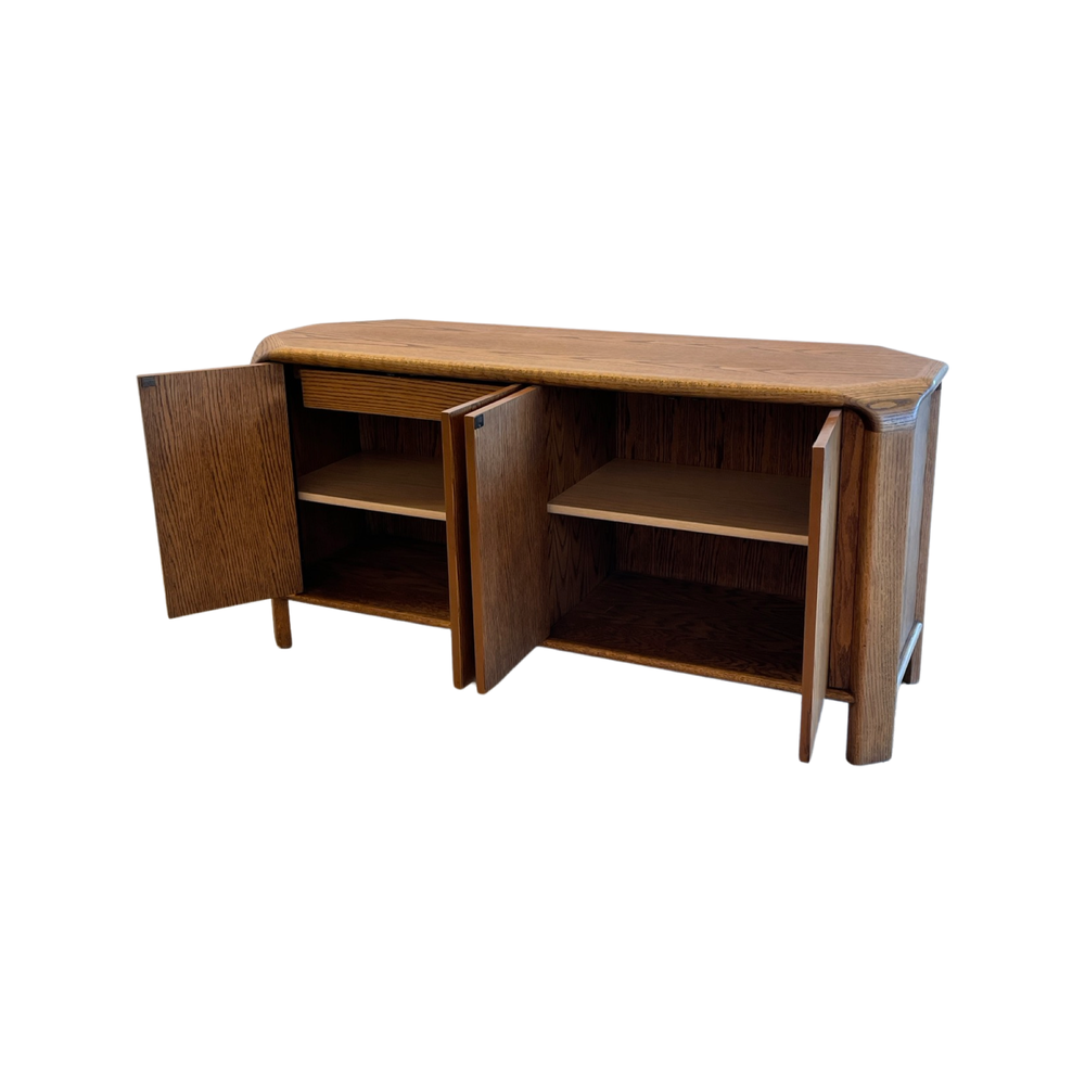 American Studio Craft Solid Oak Sideboard attributed to Lou Hodges