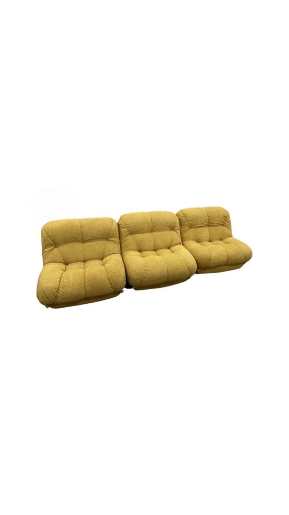 Mimo Padova model "Nuvocone" three piece sectional sofa in newly upholstered yellow fabric, Italy 1970s