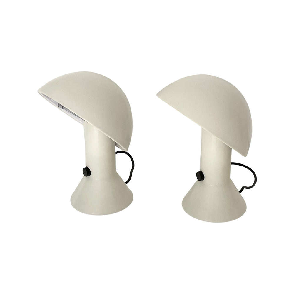 Elio Martinelli pair of white "Elmetto" model 685 table lamps by Martinelli Luce