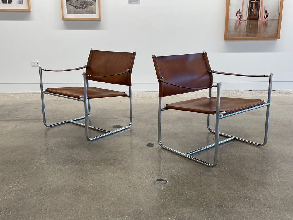 Karin Mobring pair of leather “Amiral” lounge chairs, Sweden, 1970s
